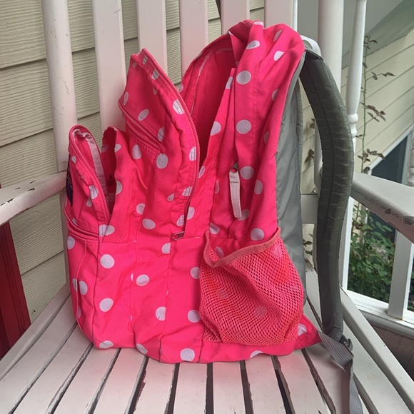 Jansport Big Student Backpack | Pink & White Polka Dots - Picture 3 of 16